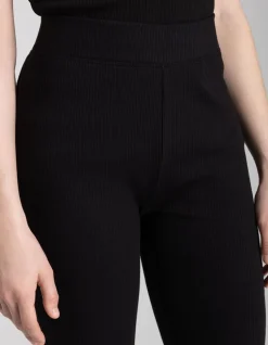 Broek Met Uitlopende Pijpen - Geribde Structuur